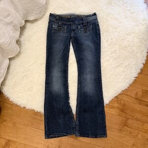 Vanilla Star Vintage Low Rise Flare Jeans Dark Wash Y2K Streetwear Size 13